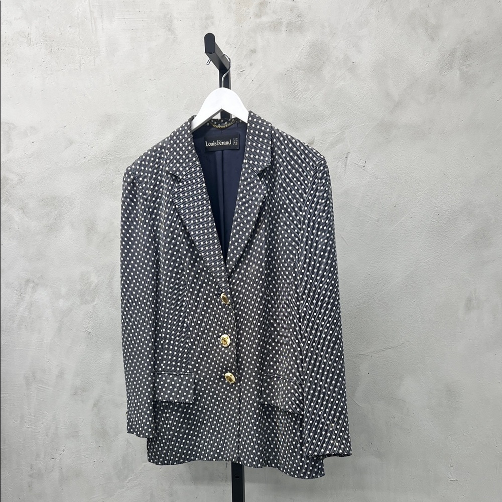 Louis Feraud Navy Blazer with White Dots